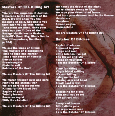 Debauchery 'Back in Blood' (2007) CD CD-Maximum - CDM 0607-2725 Russia (German Death Metal band) lyrics-c.jpg