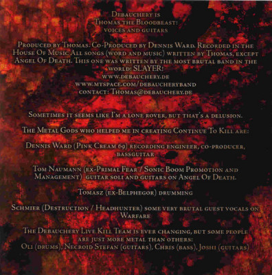 Debauchery 'Continue To Kill' (2008) CD CD-Maximum - CDM 0408-2876 Russia (German band) credits.jpg