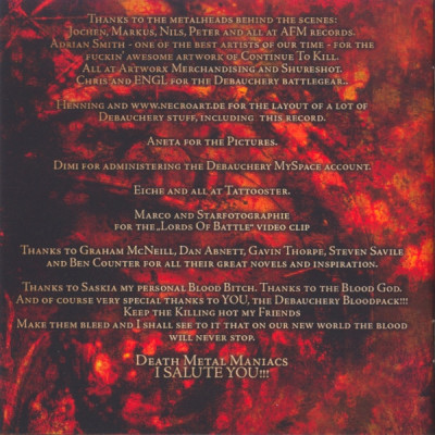 Debauchery 'Continue To Kill' (2008) CD CD-Maximum - CDM 0408-2876 Russia (German band) credits-b.jpg