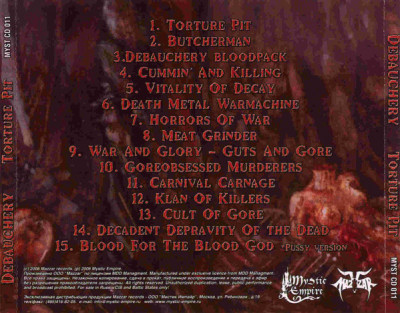 Debauchery 'Torture Pit' (2006) CD Mazzar Records - MYST CD 011 Russia (German Death Metal band) back [M].jpg