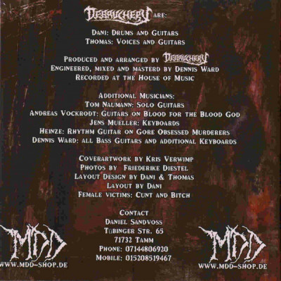 Debauchery 'Torture Pit' (2006) CD Mazzar Records - MYST CD 011 Russia (German Death Metal band) booklet back.jpg