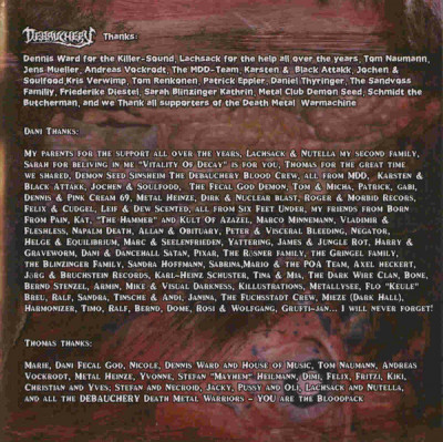 Debauchery 'Torture Pit' (2006) CD Mazzar Records - MYST CD 011 Russia (German Death Metal band) liner notes.jpg