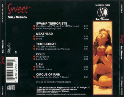 Various artists 'Sweet Sub-Mission Vol. 1' (1996) Fifth Colvmn Records 9868-63240-2 back.jpg